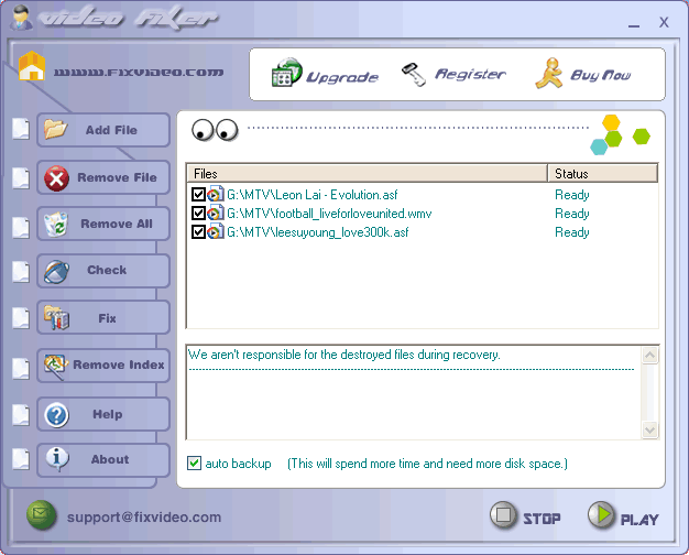 Divx Avi Asf Wmv Wma Rm Rmvb Fixer Screenshot
